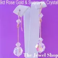 9ct Rose Gold Swarovski Crystal Drop Designer Hook Earrings