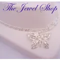 2.9g Sterling Silver 17mm Butterfly Figaro Curb Anklet 27cms