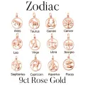 Zodiac Star Sign Charm Pendant in Solid 9ct Rose Gold
