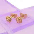 9ct Yellow Gold 5mm Rose Flower Charm Stud Earrings
