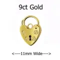 9ct Yellow Gold 11mm Plain Heart Padlock Clasp -Finding 9ct P11 11mm