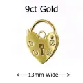 9ct Yellow Gold 13mm Plain Heart Padlock Clasp -Finding 9ct P13 13mm
