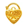 9ct Yellow Gold 19mm Filigree Heart Padlock Clasp