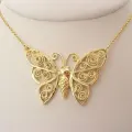 9ct Yellow Gold Butterfly Necklace Charm Pendant