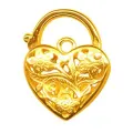 9ct Yellow Gold 21mm Filigree Heart Padlock Clasp