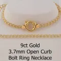 9ct Gold 3.7mm Curb Chain Bolt Ring Necklace