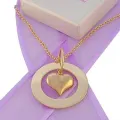 9ct Yellow Gold 28mm Circle of Life Personalised Family Name Pendant &amp; 14mm Love Heart Charm Necklace 9y -28mm-Fp136-Jc1442-Ca50