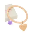 9ct Rose Gold 4mm Golf Bangle Heart Tag Charm All Sizes Baby to Adult