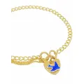 Curb Bluebird Happiness Padlock Charm Bracelet in 9ct Gold