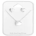 Minimalist Love Heart Earrings and Necklace Set in Sterling Silver