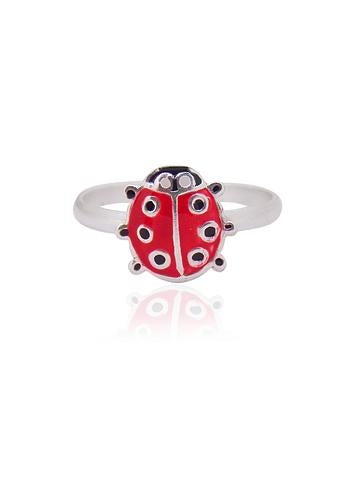 Children's Ladybug Charm Ring in Sterling Silver