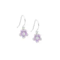 Pastiche Pretty Sterling Silver Flower Hook Earrings in Violet