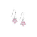 Pastiche Pretty Sterling Silver Flower Hook Earrings in Pink