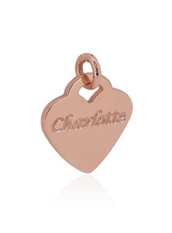Aurelia Personalised Love Heart Tag Pendant in 9ct Rose Gold