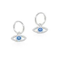 Evil Eye Cz Charms and Sleeper Earrings in Sterling Silver