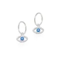 Evil Eye Cz Charms and Sleeper Earrings in Sterling Silver