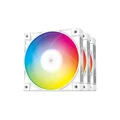 DEEPCOOL FC120 White Triple Pack 120mm A-RGB PWM Case Cooling Fan, Low-Noise, High-Performance Triple Pack - Motherboard Sync Support