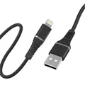 Promate POWERLINEAI120BK 1.2m MFI Certified USB-A to Lightning Data & ChargeCable.DataTransfer Rate 480Mbps. Total Current 2.4A. Durable Soft Silicon Cable. Tangle Resistant 25000 Bend Lifespan. Black.