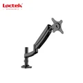 Loctek Pro Mount, 10-30 Single Gas Spring Monitor Stand - Aluminum Black - Ergonomic 360deg Swivel Arm - Max Load 5kg Per Arm - VESA 75 & 100mm - Clamp & Grommet installation - 5 Years Warranty