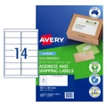 AVERY Eco Friendly Address Labels 99.1x38.1mm 14up 20 Sheets