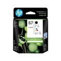 HP 67 Ink Cartridge Value Pack Black+ Tri-Colours Black Yield 120 pages & Tri-Colour Yield 100 pages for HP DeskJet 2330, 2720, 2721, 2723 , 2820e,ENVY 6420, 6020 Printer