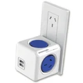 ALLOCACOC 5220BL 2-outlet Original PowerCube With 2 USB Ports - Blue SAA approved