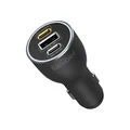 Promate POWERDRIVE-120 120W PD In-Car Phone, Tablet, Notebook/Macbook Charger. Dual USB-C Ports, 1x USB-A Port,QC 3.0, Charge 2x Devices Simultaneously, Sleek & Compact, Universal Compatibility. Black.