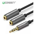 UGREEN AV141 3.5mm Audio Extension Cable Male to 2x Dual Female Audio & Mic Headphone Y Splitter Cable - 20cm - Aluminum Case (Black)