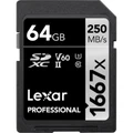 Lexar Professional 64GB SDXC UHS-II ,V60, 1667x, up to 250MB/s read,80MB/s Write Captures high-quality images and extended lengths of stunning 1080p full-HD, 3D, and 4K video with a DSLR camera, HD camcorder,