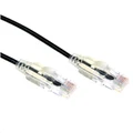 Dynamix 1.25m Cat6A 10G Black Ultra-Slim Component Level UTP Patch Lead (30AWG) with RJ45 Unshielded50µ Gold Plated Connectors. Supports PoE IEEE 802.3af (15.4W) at (30W) bt (60W)
