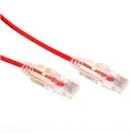 Dynamix 2.5m Cat6A 10G Red Ultra-Slim Component Level UTP Patch Lead (30AWG) with RJ45 Unshielded50µGold Plated Connectors. Supports PoE IEEE 802.3af (15.4W) at (30W) bt (60W)