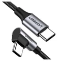 UGREEN UG-70643 USB-C 2.0 to Angled USB-C M/M Cable Aluminium Shell with Braided 1m (Black)