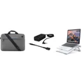 HP Essential Travel Pack - Bundle Included - 14-15.6 TopLoad Carry Bag - HP 65W Blue Tip Travel Charger - Foldable Aluminium Laptop Stand