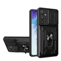 Galaxy A14 4G/5G Kickstand Case - Black 360 Rotatable with Ring Holder & 1 Card Holder - Camera Protection