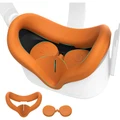 Kiwi Design For META Oculus Quest 2 Silicone Face Cover Pad Orange Colour with Lens Protector, Enhanced Support