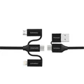Promate PENTAPOWER.BLK 6-in-1 Hybrid 1.2m Multi-Connector Cable for Charging & Data Transfer. 60W Power Delivery USB-C to USB-C. Micro-USD, USB-C, Lightning Connector. Black Colour.