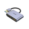 Unitek V1304A USB-A to HDMI 2.0 & VGA Adapter with Dual Monitor Support. Screen Res up to 1920x1080P(FHD). Gold-Plated Connector & Ports. Aluminium-Alloy Housing. 15cm Cable. Space Grey Colour.