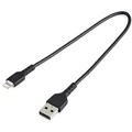 StarTech RUSBLTMM30CMB 12inch (30cm) Durable Black USB-A to Lightning Cable - Heavy Duty Rugged Aramid Fiber USB Type A to Lightning Charger/Sync Power Cord - Apple MFi Certified iPad/iPhone 12