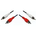 Dynamix CA-2RCA-10 10M RCA Audio Cable 2 RCA to 2 RCA Plugs, Coloured Red & White
