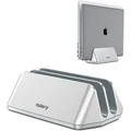 Nulaxy LS-02 Vertical Laptop Stand, Dual Slots Plastic Laptop Holder - Silver, Support Apple MacBook/Laptops