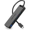 Vention TGKBB Type-C to 4-Port USB 3.0 Hub with Power Supply Black 0.15M ABS Type