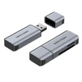 Vention CLIH0 2-in-1 USB 3.0 A Card Reader(SD+TF) Gray Dual Drive Letter Aluminum Alloy Type