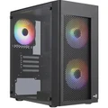 Aerocool Hexform MiniTower Case Support mATX, MINI ITX, Tempered Glass, 3x Fixed RGB 120mm Fans Pre-installed, CPU Cooler Support Upto 159mm, GPU Support Upto 296mm, 4X PCI Slot, 240mm Radiator Supported, Front I/O: 3x USB, HD Audio