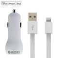 Moki SynCharge ACC-MUSBLCAR Lightning Cable + Car Charger - 90cm - White