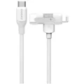Momax 60W 1.5m 2-in-1 USB-C to Lightning Fast Charging Cable White - Apple MFi Certified, Durable Premium Braided Nylon, Slide to switch Lightning to USB-C cable, Translucent design