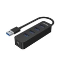 Unitek H1117A USB 3.0 4-Port Hub with USB-A Connector Cable. Includes 4x USB-APorts,1xUSB-CPower Port 5V 2A. Data Transfer Rate up to 5Gbps. Plug & Play. Black Colour.