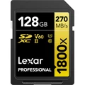 Lexar Professional Gold Series 128GB SDXC UHS-II , 1800x, up to 270MB/s read, 180MB/s Write,V60, Captures high-quality images and extended lengths of stunning 1080p full-HD, 3D, and 4K video with a DSLR camera, HD camcorder,