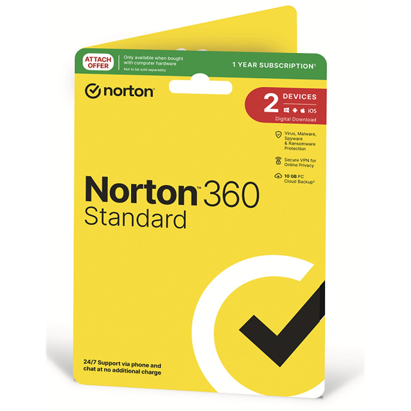 Norton 360 Standard NZ 2 Device - 12 Months 10GB AU Generic Attach RSP DVDSLV GUM - (No Credit Card is Required for Activation)
