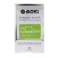 Moki ACC-FM10 Screen Wipes - 10 Pack Pre-moistened Wipes, ideal for cleaning grime and fingerprints from smartphones, tablets a Removes 99.9% of bacteria for 24 hours.