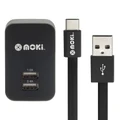 Moki SynCharge ACC-MTCWALL Type-C USB Cable + Wall Charger - Black